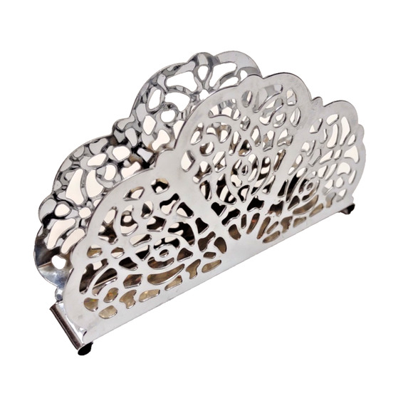 Vintage Irvin Ware USA Chrome Plated Lace Filigree Napkin Letter Holder 5x3 - Picture 7 of 7